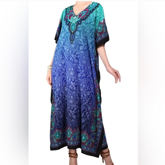 Miss London Dresses & Skirts - Miss Lavish London Elegant Blue Kaftan Dress With Pockets  #New